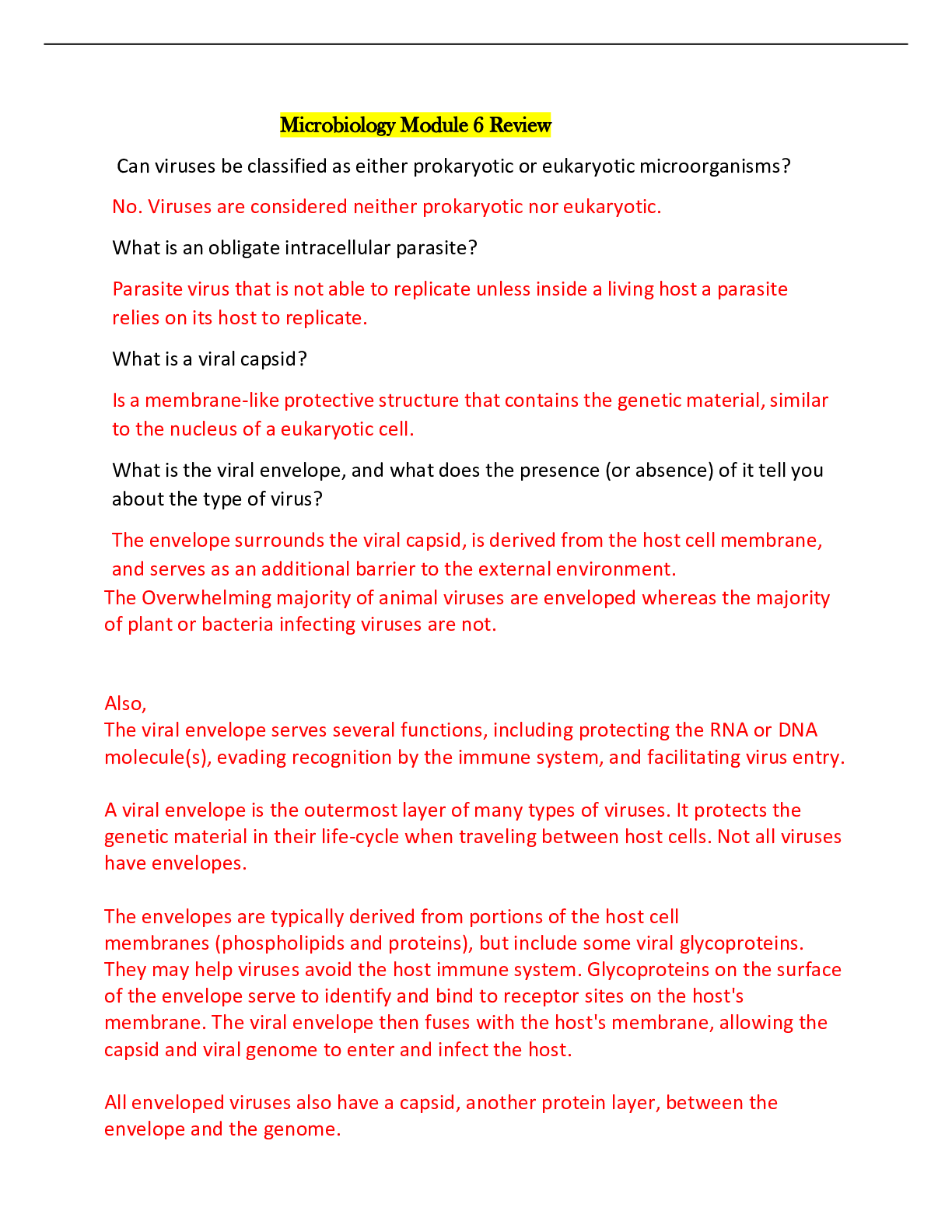 Preview image for Microbiology Module 6 Review (ASSURED A) <100% CORRECT> GRADED A+ | LATEST SOLUTIONS |